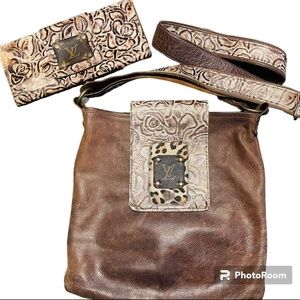 Revamp LV  Leather crossbody purse and wallet, handmade!!
